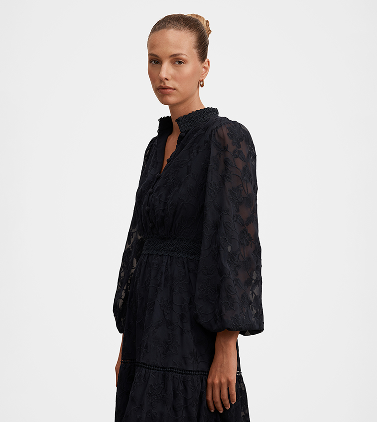 NALA Embroidered Midi Dress