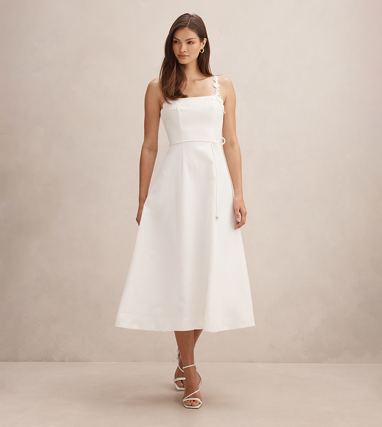 ROSIE Floral Applique Midi Dress
