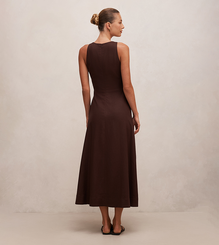 ZOEY V-Neck Tie Detail Midi Dress