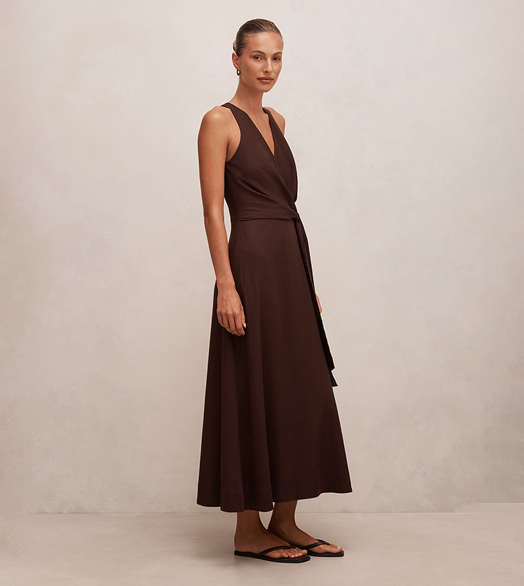 ZOEY V-Neck Tie Detail Midi Dress