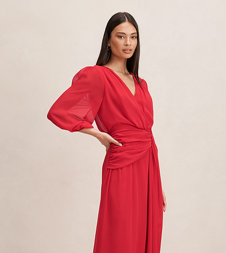 HEATHER 3/4 Sleeves Midaxi Dress