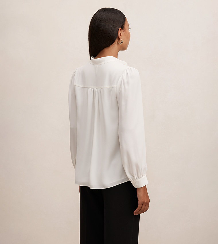 POPPY Lace Trim Mandarin Collar Shirt