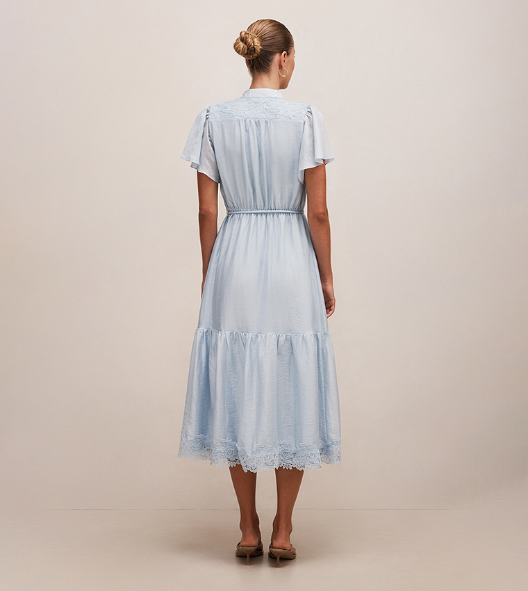 HARRIET Lace Detail Button-Up Midi Dress