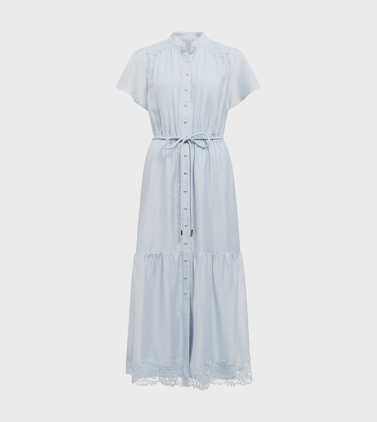 HARRIET Lace Detail Button-Up Midi Dress