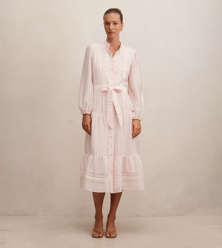 RACHEL Lace Trim Midi Dress