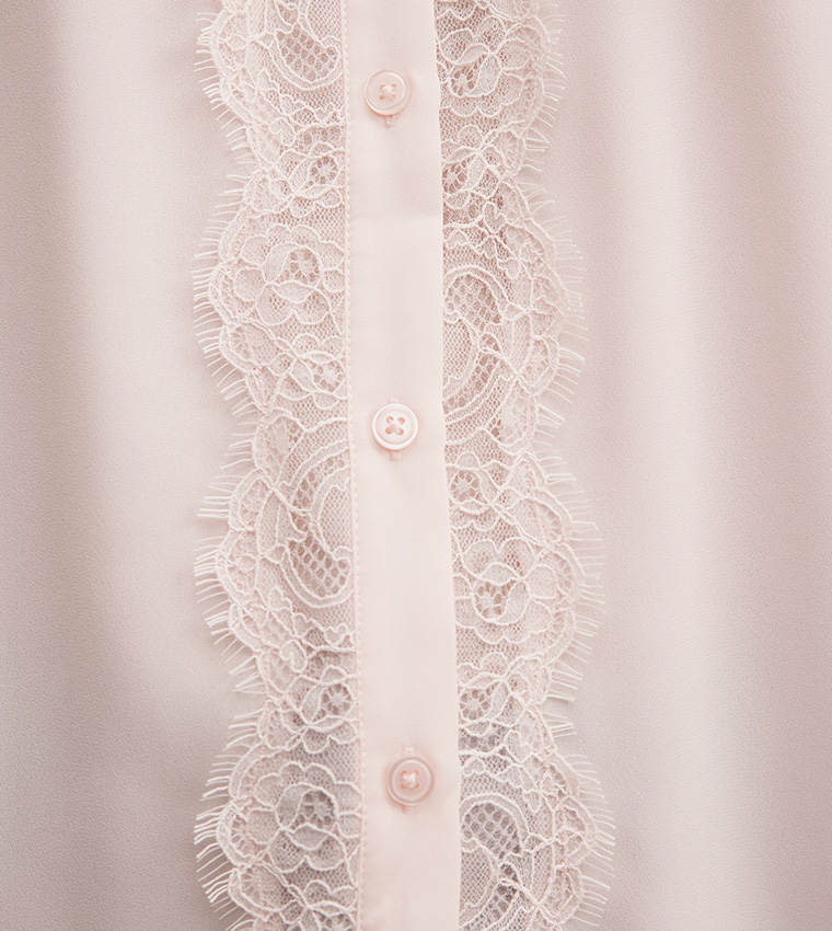 TOVE Lace Trim Puff Sleeves Shirt