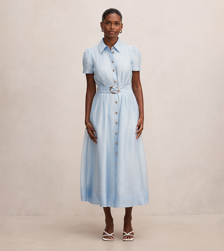 AVERY Petite Short Sleeves Midi Dress