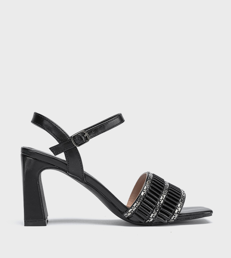 Embellished Open Toe Heel Sandals