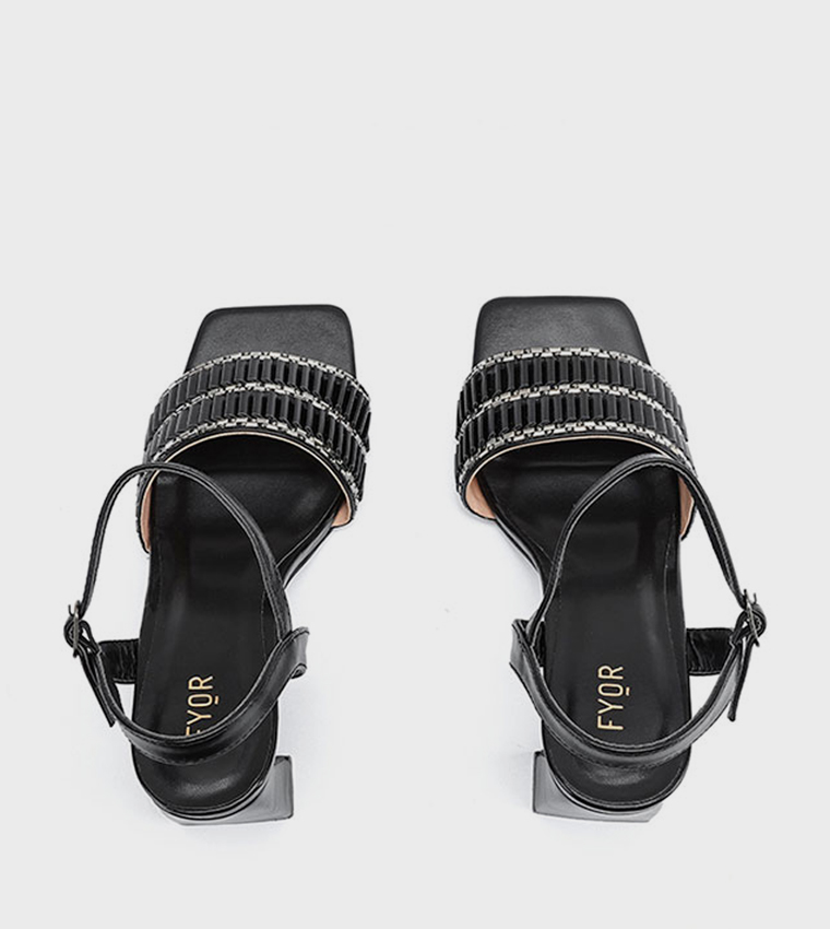 Embellished Open Toe Heel Sandals