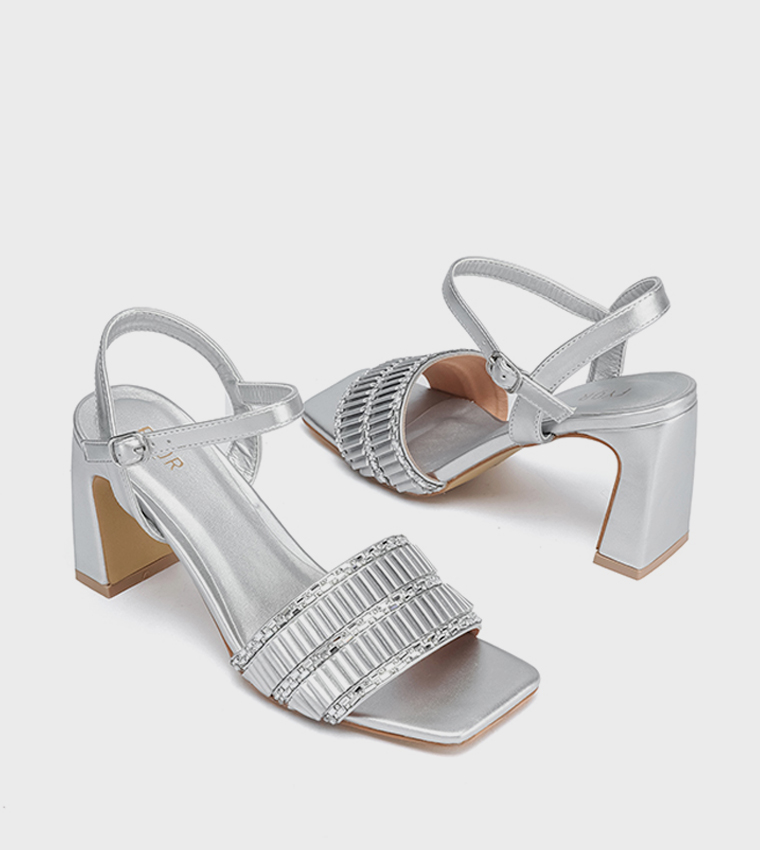 Embellished Open Toe Heel Sandals