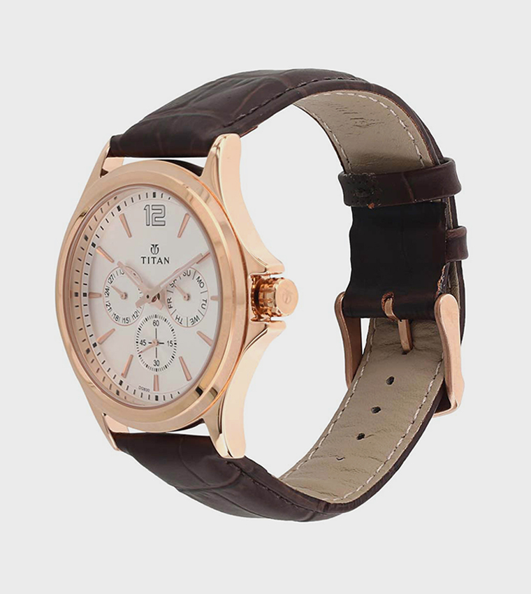 WORKWEAR White Dial Leather Strap Watch