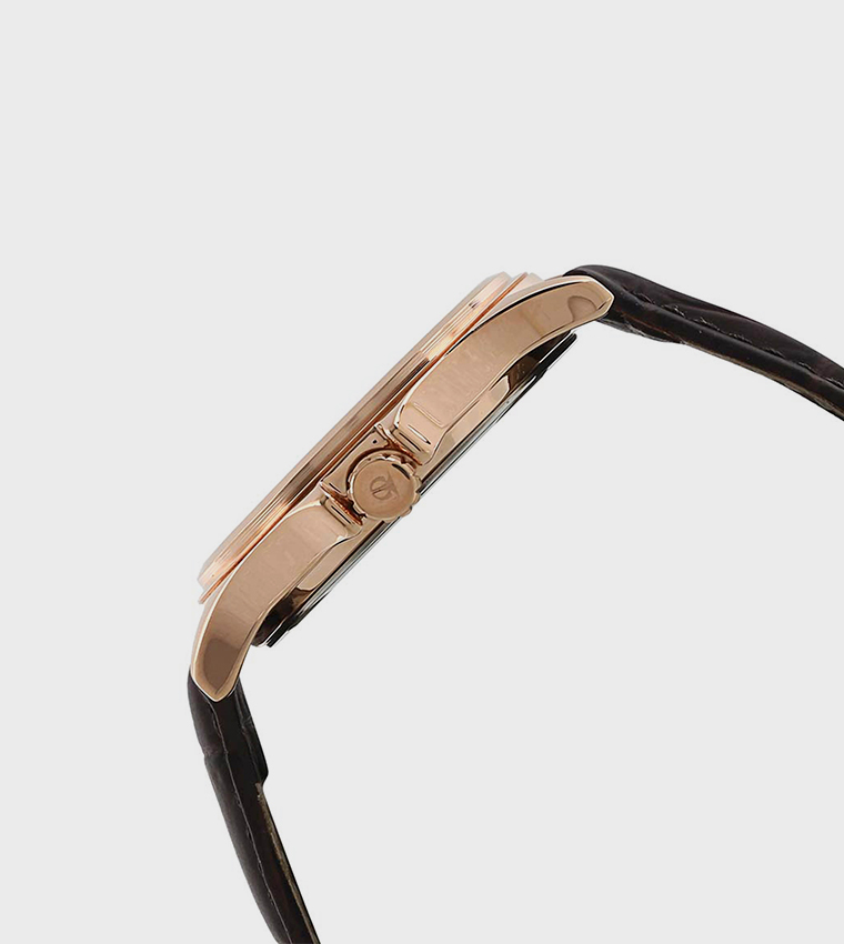 WORKWEAR White Dial Leather Strap Watch