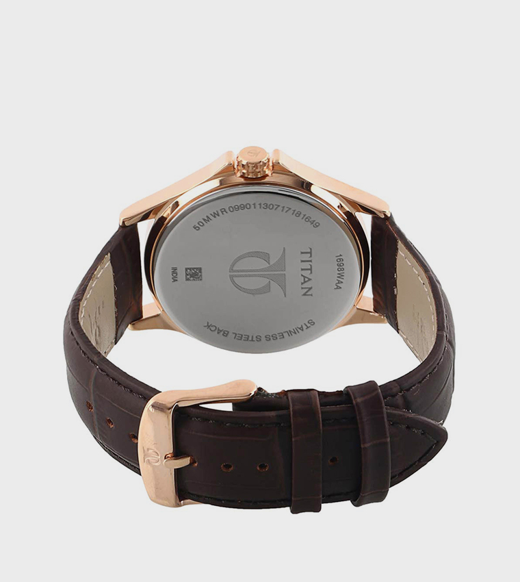 WORKWEAR White Dial Leather Strap Watch