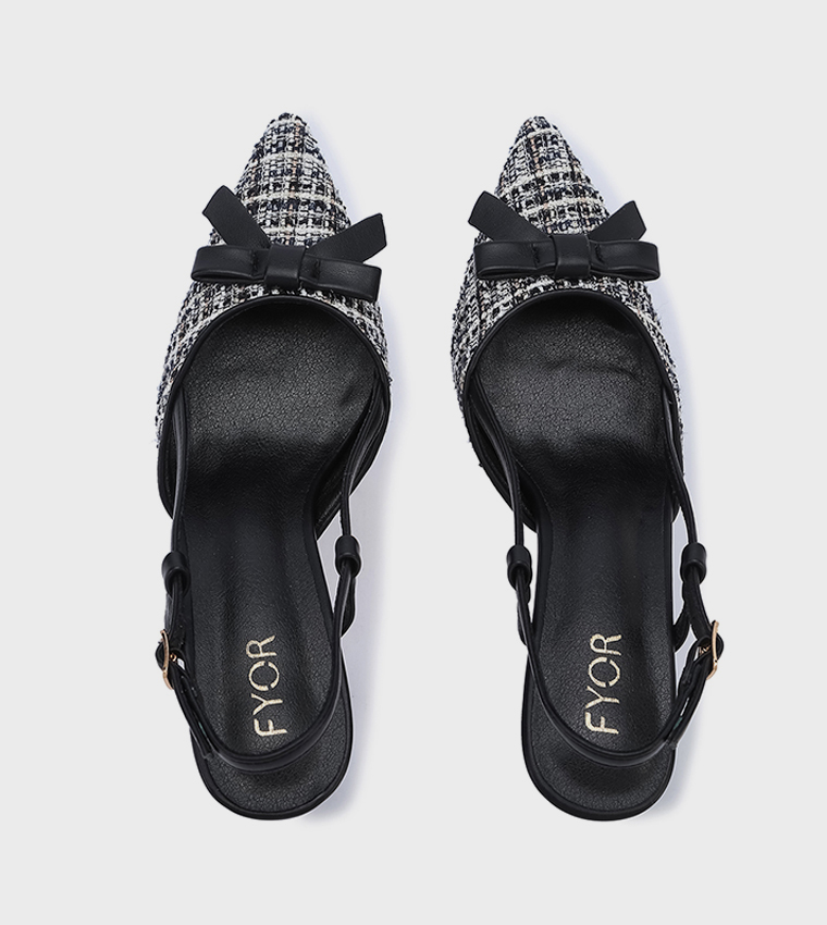 Bow Detail Pointed Toe Slingback Pumps