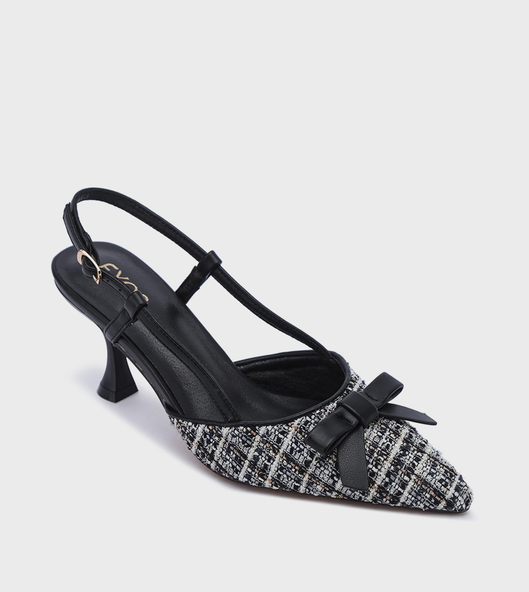 Bow Detail Pointed Toe Slingback Pumps