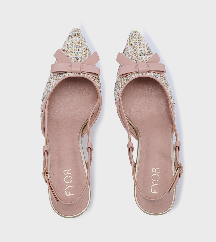 Bow Detail Pointed Toe Slingback Pumps