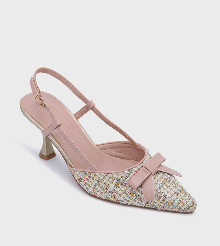 Bow Detail Pointed Toe Slingback Pumps