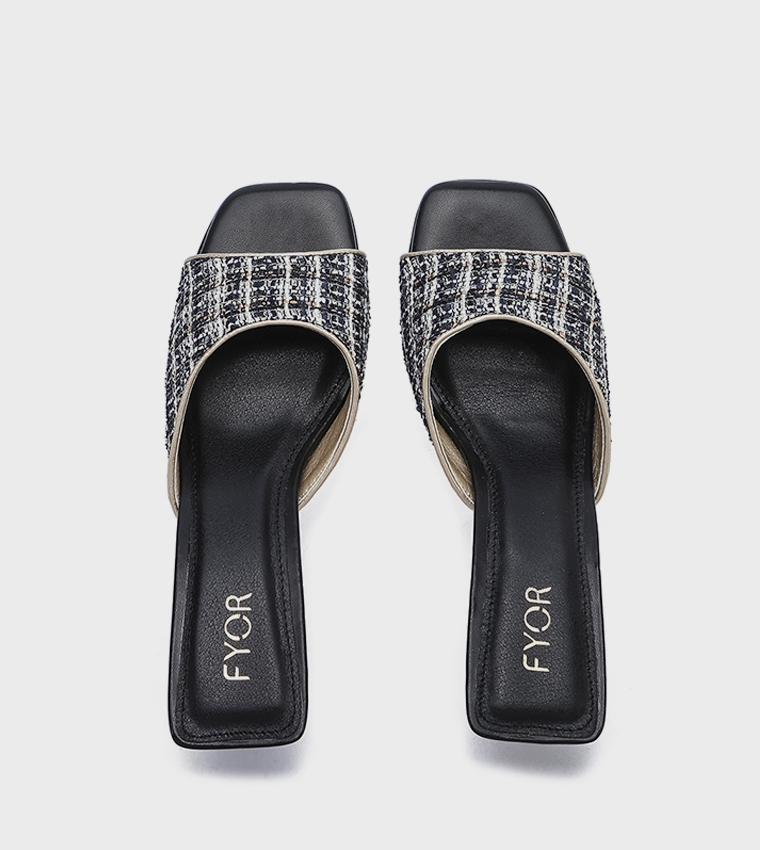 Patterned Open Toe Heel Sandals