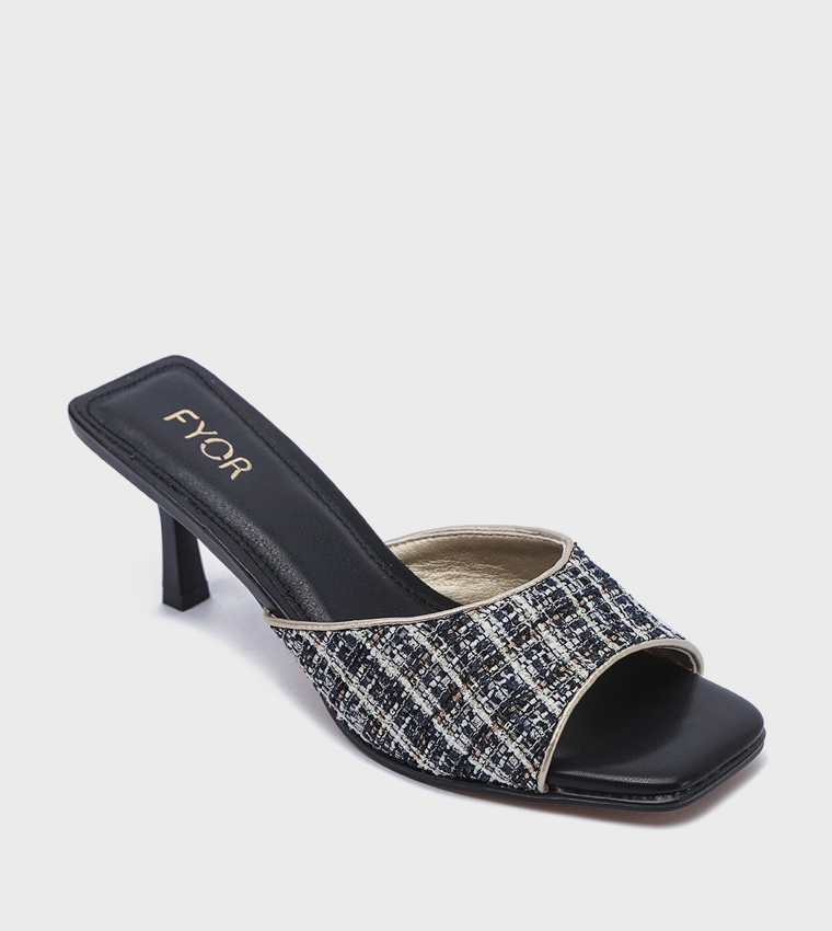 Patterned Open Toe Heel Sandals
