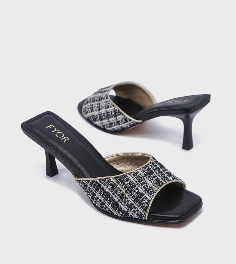 Patterned Open Toe Heel Sandals