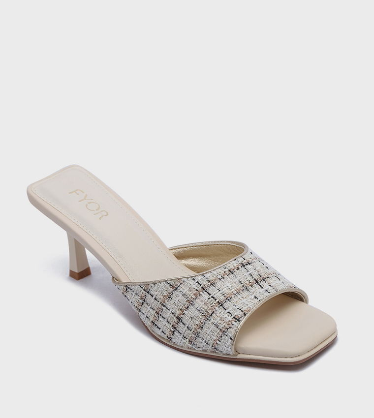 Patterned Open Toe Heel Sandals