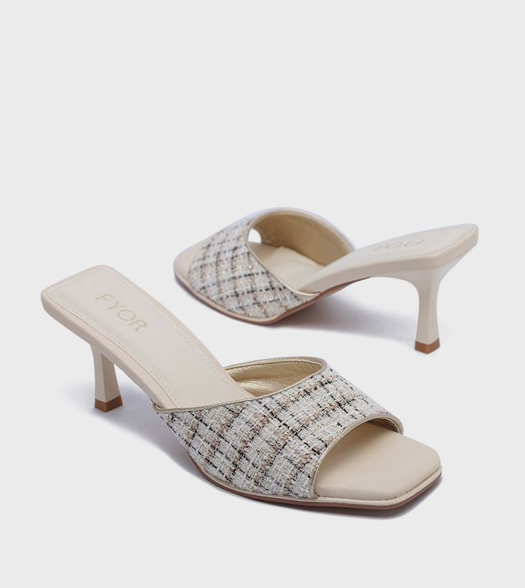 Patterned Open Toe Heel Sandals