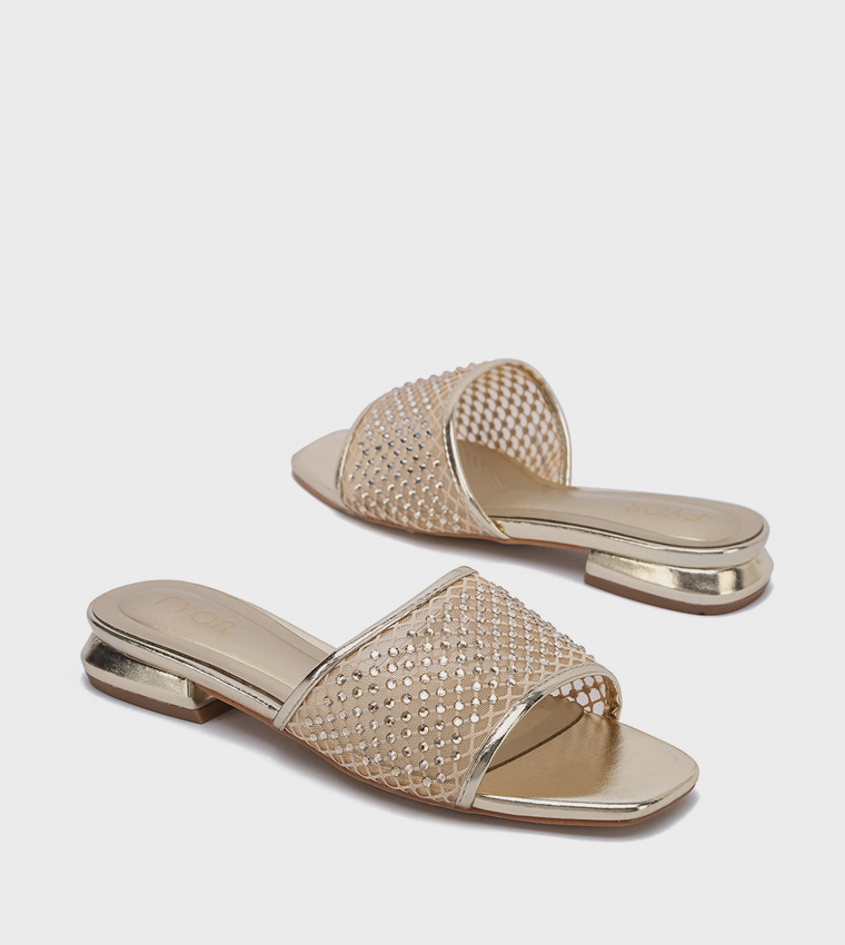 Embellished Open Toe Flat Sandals