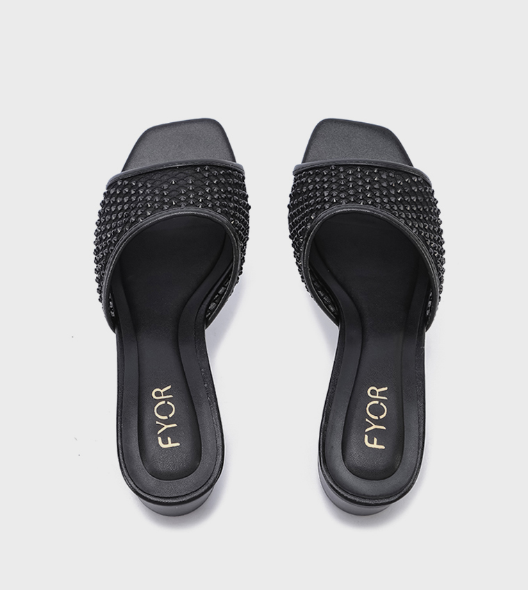 Embellished Open Toe Block Heel Sandals
