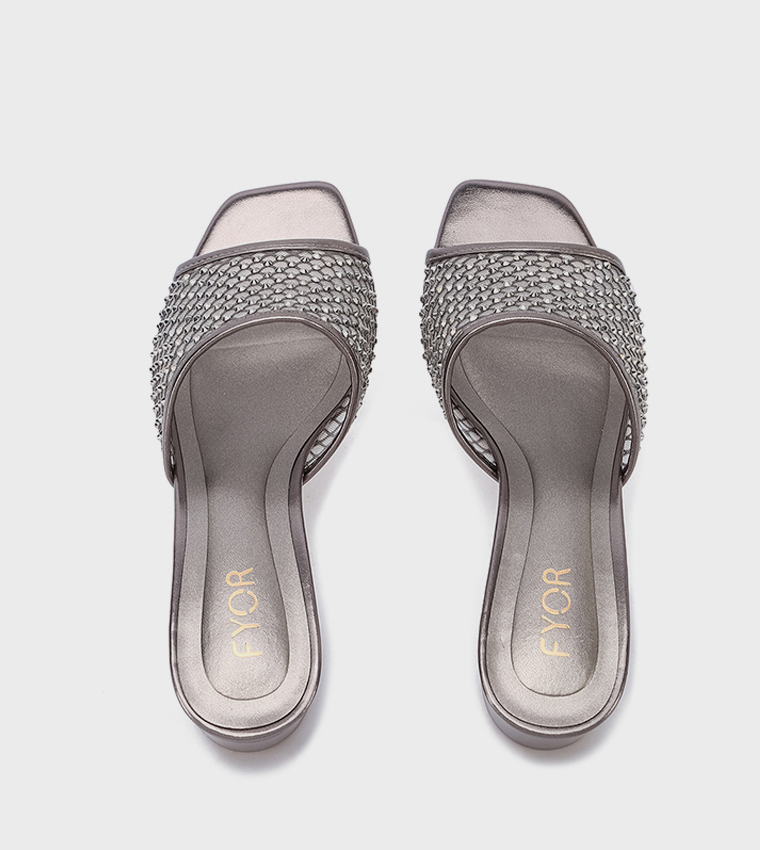 Embellished Open Toe Block Heel Sandals
