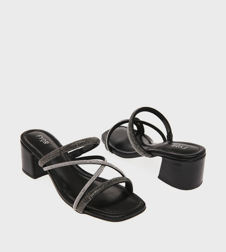 Embellished Open Toe Heel Sandals