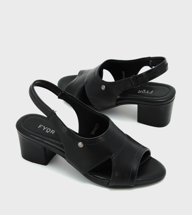 Textured Slingback Heel Sandals