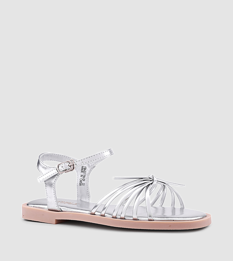كابلي  أحذية فلات - فضي Flat Sandals