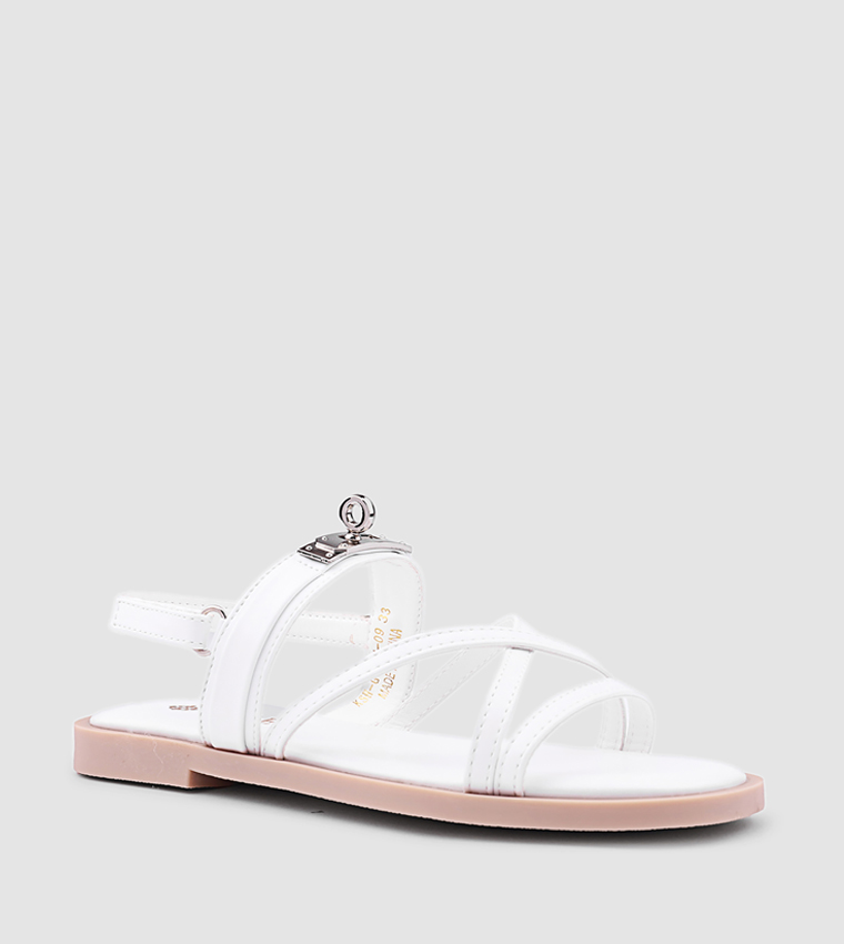 كابلي  أحذية فلات - أبيض Flat Sandals