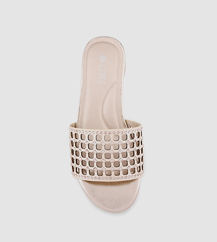 Laser Cut Open Toe Heeled Sandals