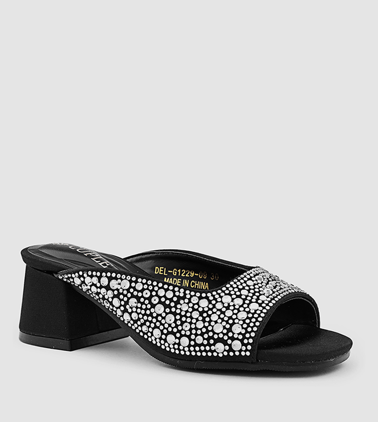 Embellished Open Toe Heeled Sandals