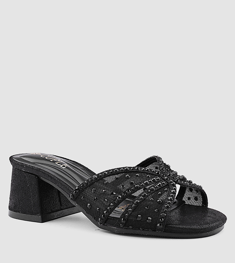 Embellished Open Toe Heeled Sandals