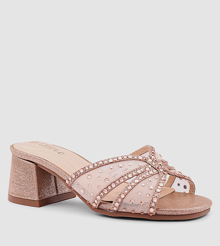 Embellished Open Toe Heeled Sandals