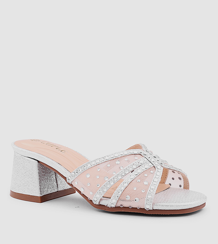 Embellished Open Toe Heeled Sandals