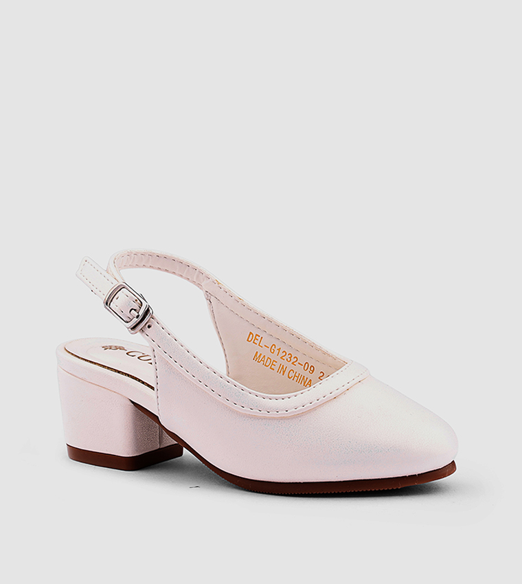 Solid Round Toe Slingback Pumps