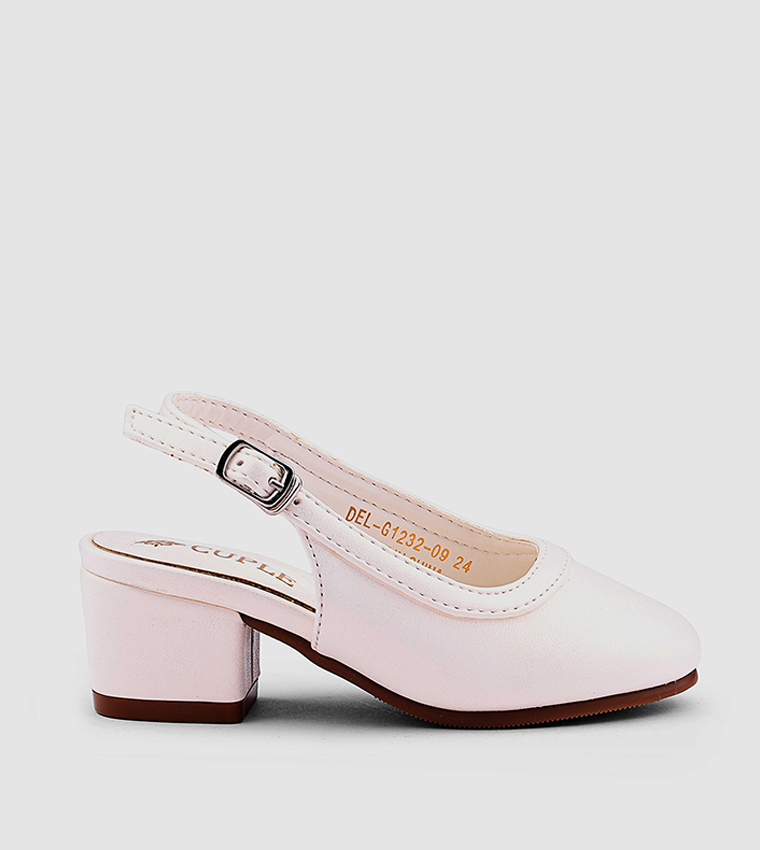 Solid Round Toe Slingback Pumps