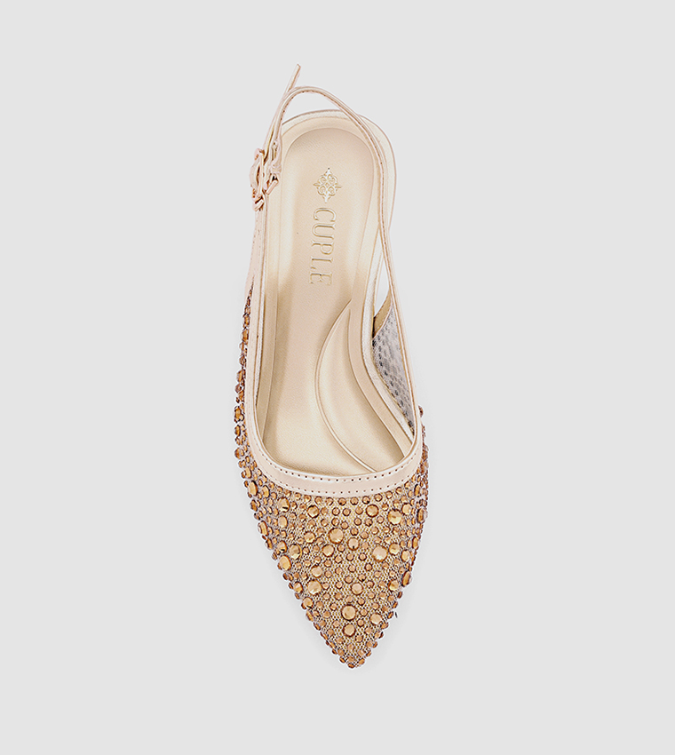 Embellished Pointed Toe Slingback Pumps