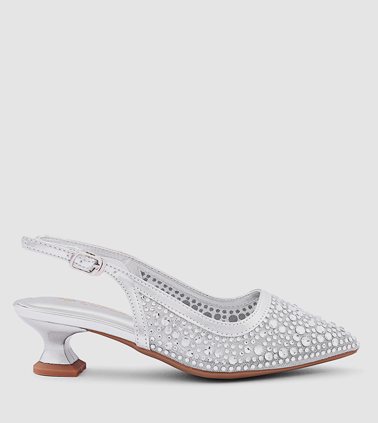 Embellished Pointed Toe Slingback Pumps