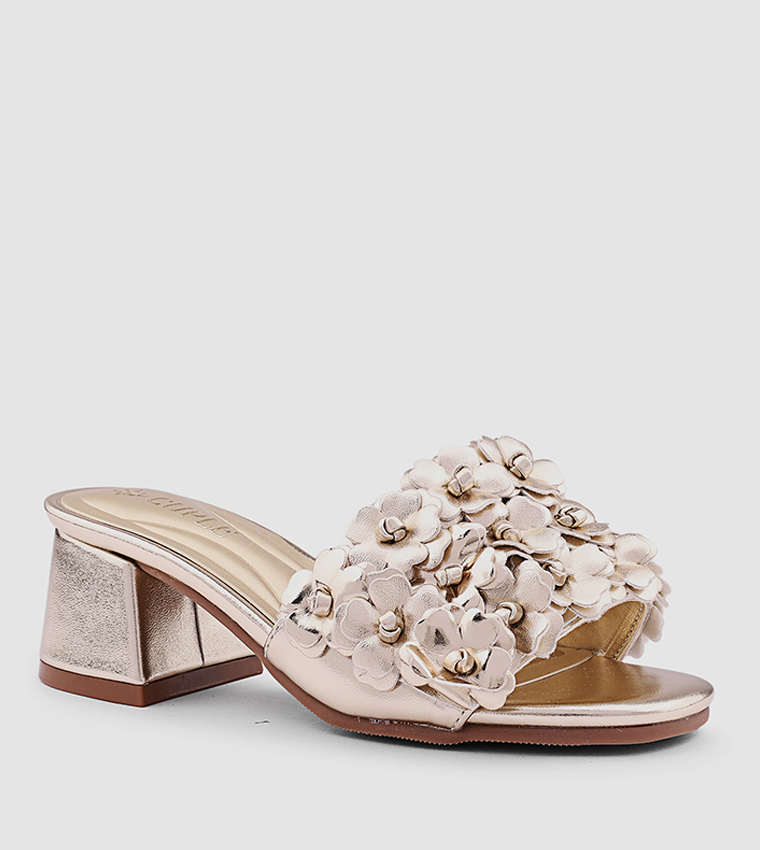 Appliqued Open Toe Heeled Sandals