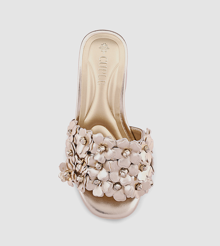 Appliqued Open Toe Heeled Sandals