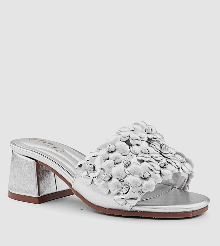 Appliqued Open Toe Heeled Sandals