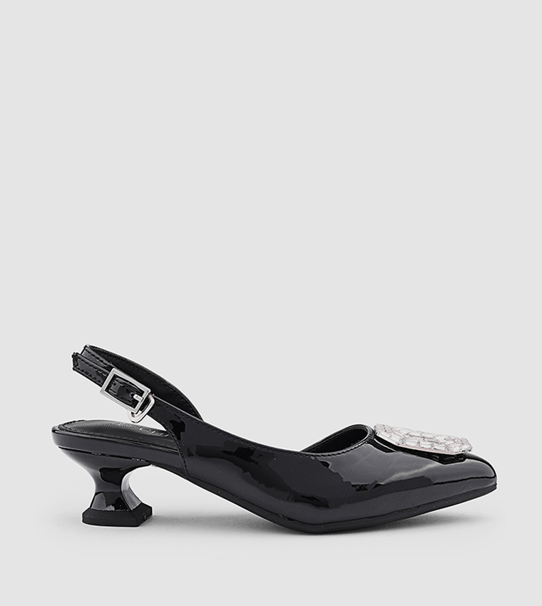 Embellished Pointed Toe Slingback Pumps