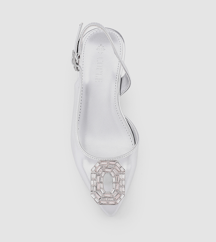 Embellished Pointed Toe Slingback Pumps