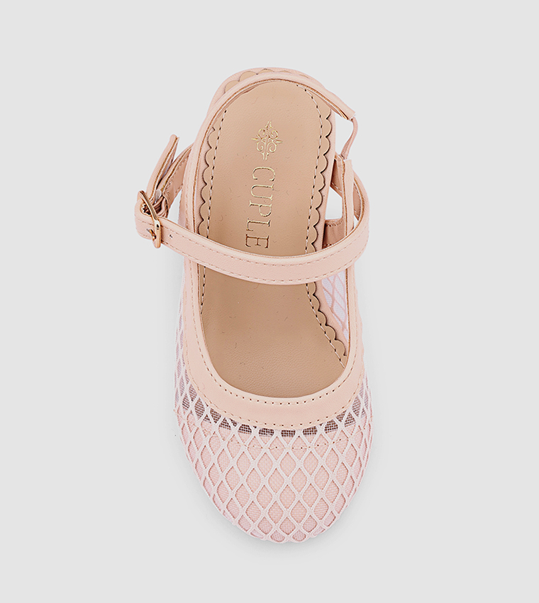 Textured Round Toe Slingback Pumps