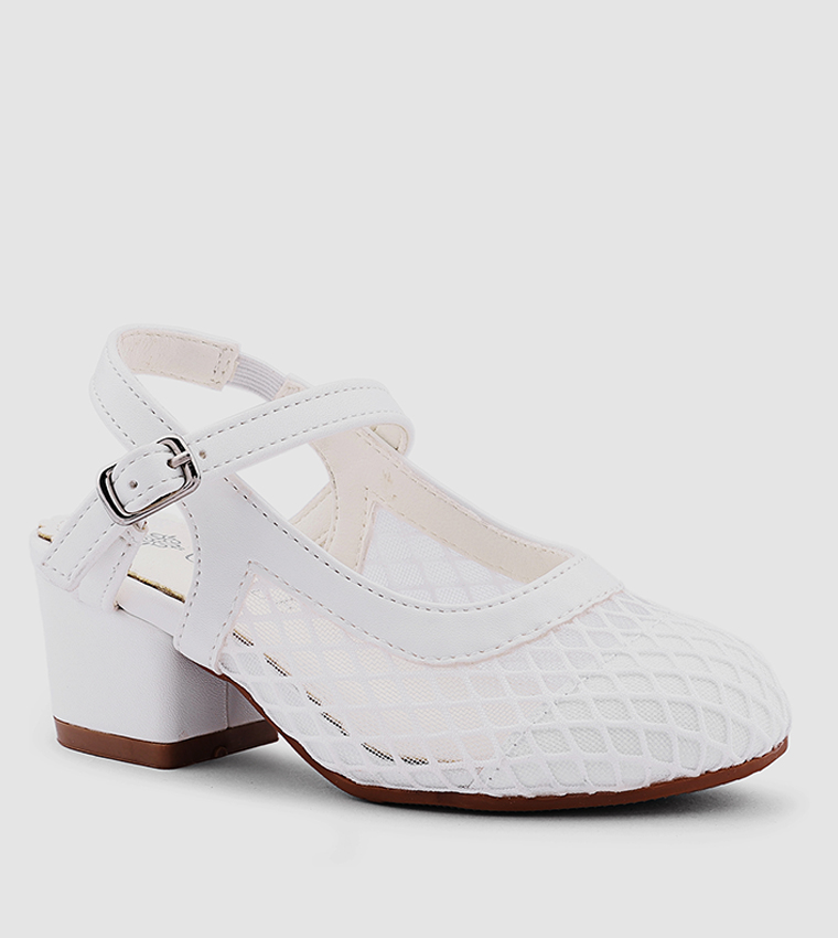 Textured Round Toe Slingback Pumps