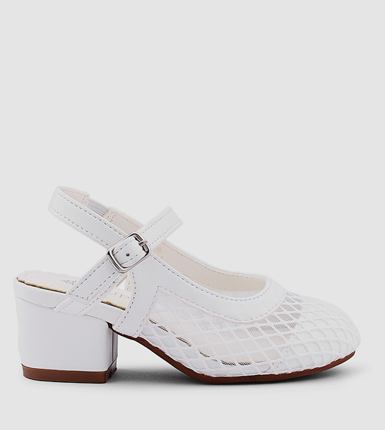 Textured Round Toe Slingback Pumps